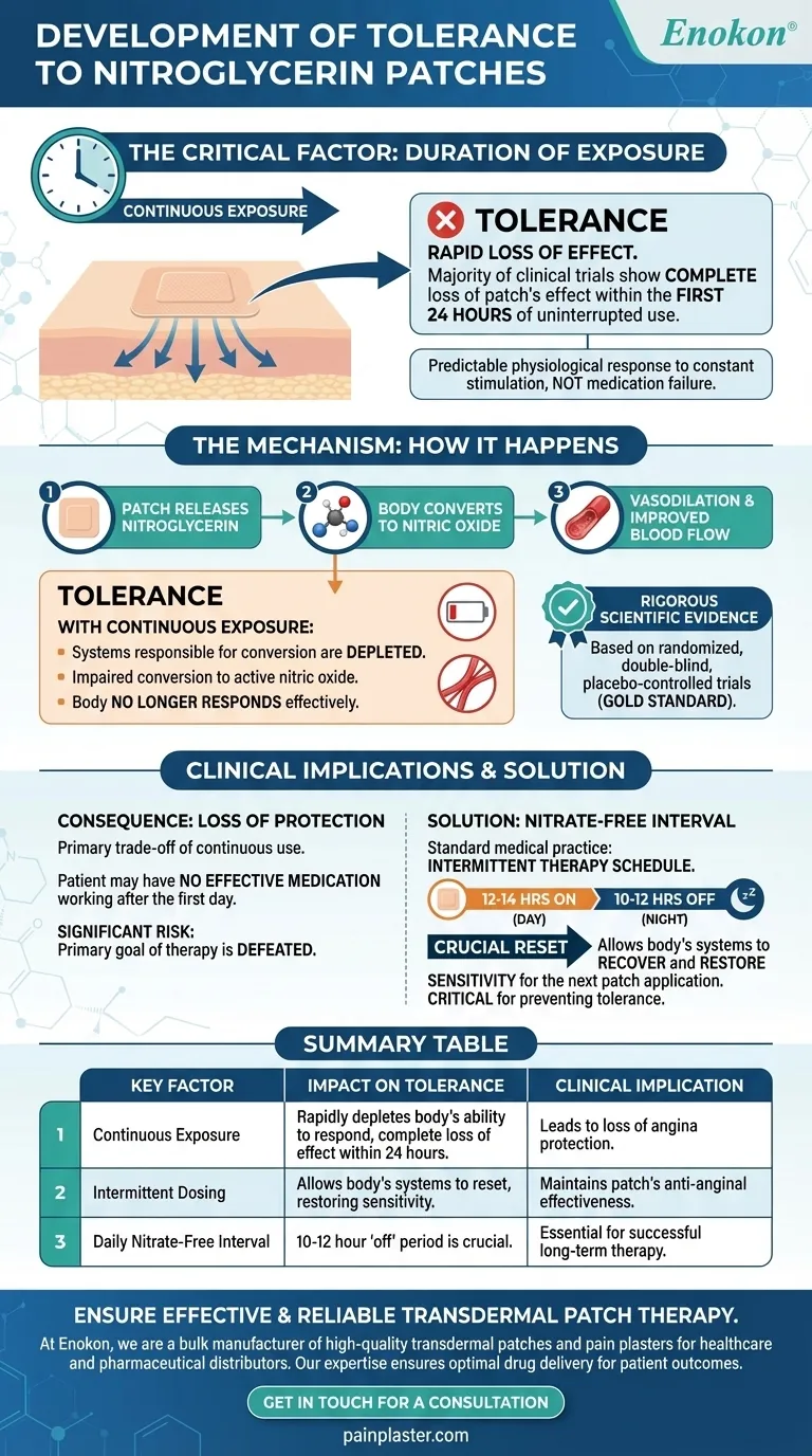 ¿Qué se sabe sobre el desarrollo de tolerancia a los parches de nitroglicerina?Información clave para los médicos Guía Visual