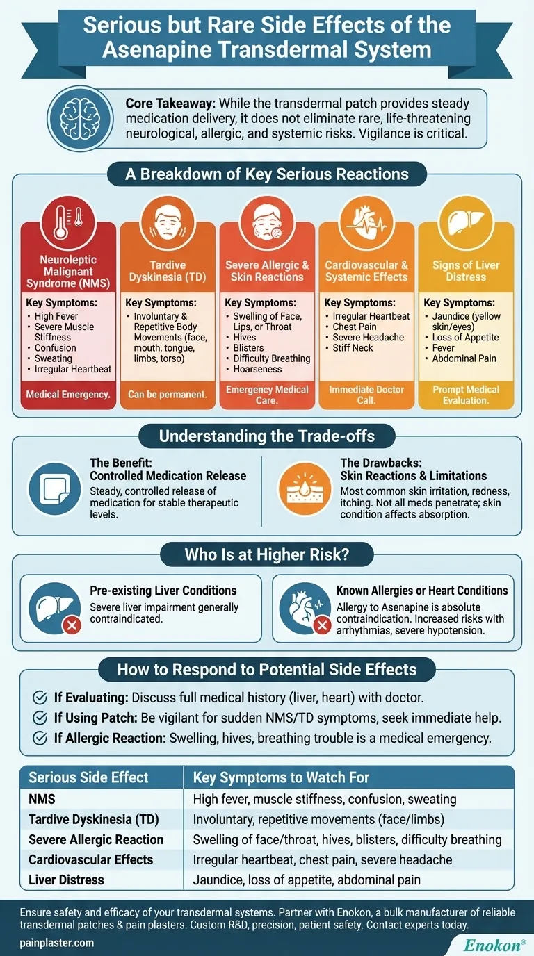阿塞那平透皮系统有哪些严重但罕见的副作用？需要监控的主要风险 图解指南