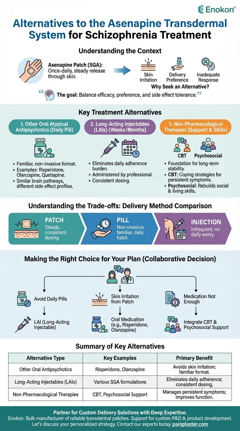 ¿Cuáles son las posibles alternativas al sistema transdérmico de Asenapina para el tratamiento de la esquizofrenia? Guía Visual