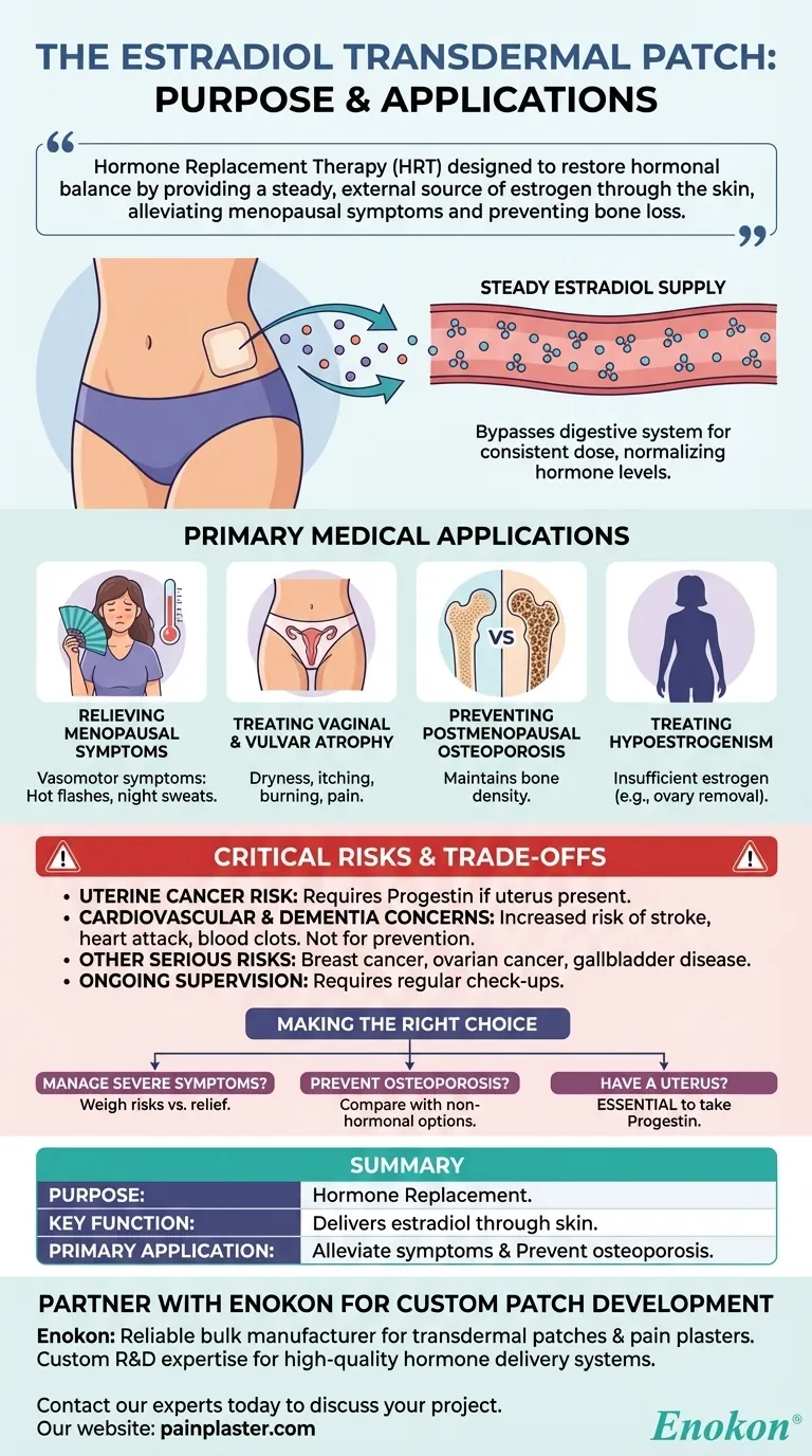 Qual é o objetivo do adesivo transdérmico de estradiol?Aliviar os sintomas da menopausa e muito mais Guia Visual