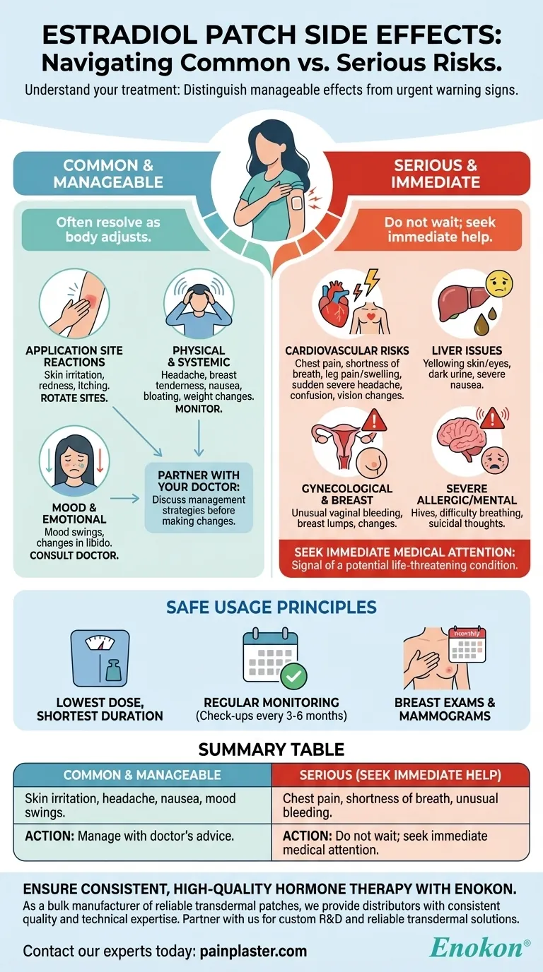 Quais são os efeitos secundários comuns dos adesivos de estradiol?Compreender os riscos e o alívio Guia Visual