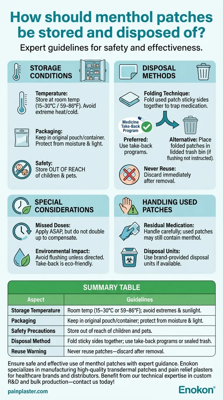 How should menthol patches be stored and disposed of? Essential Safety Tips for Users Visual Guide