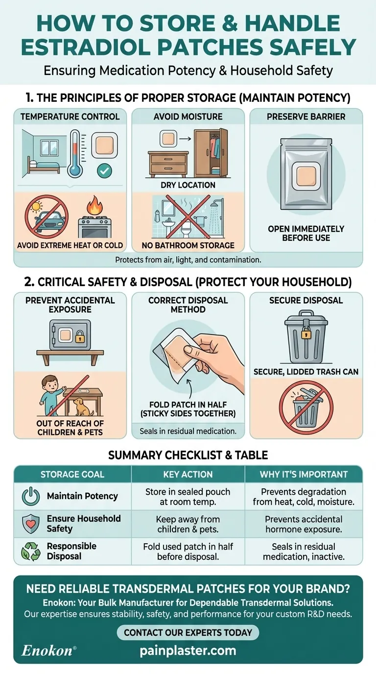 How should estradiol patches be stored? Ensure Potency & Safety with Proper Handling Visual Guide