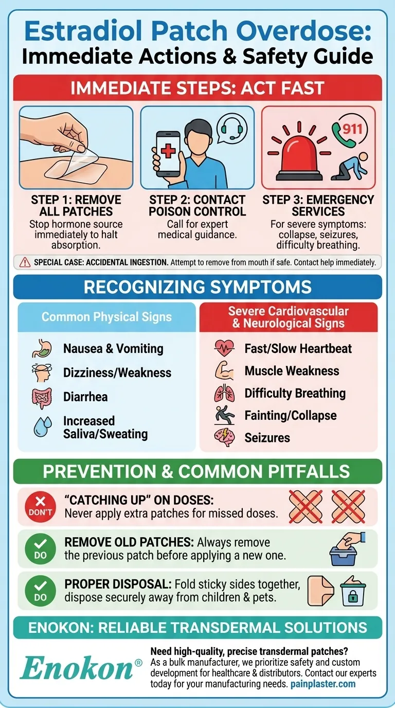 O que deve fazer em caso de sobredosagem de adesivo de estradiol?Passos de emergência e prevenção Guia Visual