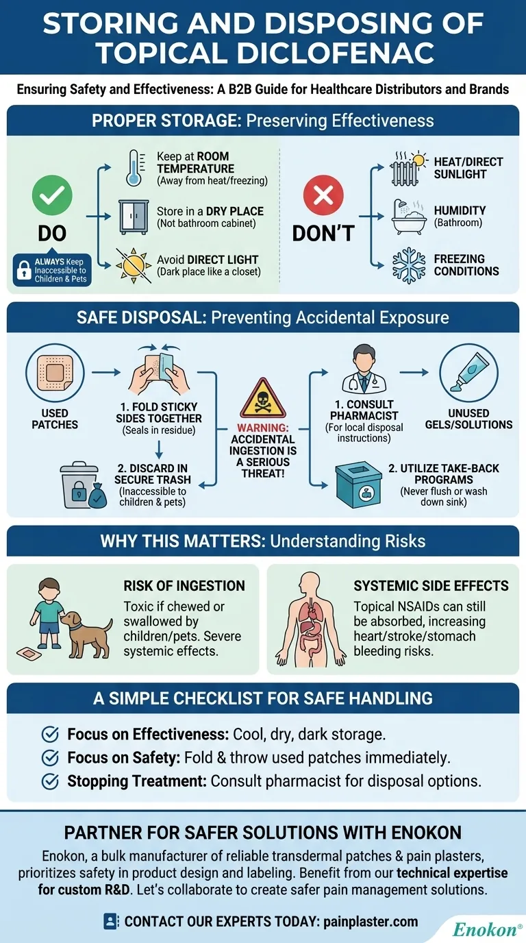 How should topical diclofenac be stored and disposed? A Guide to Safe Medication Handling Visual Guide