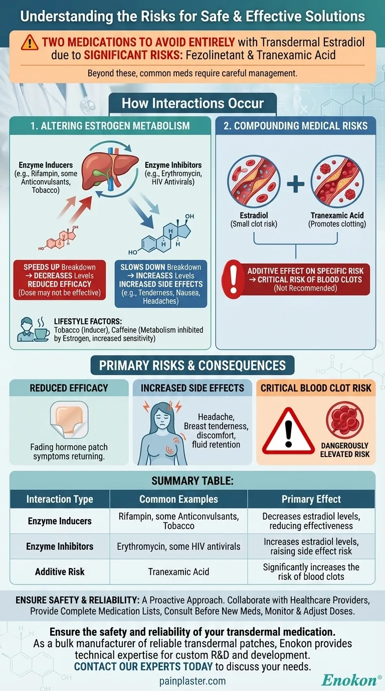エストラジオール経皮パッチと相互作用する薬は？主なリスクと調整 ビジュアルガイド