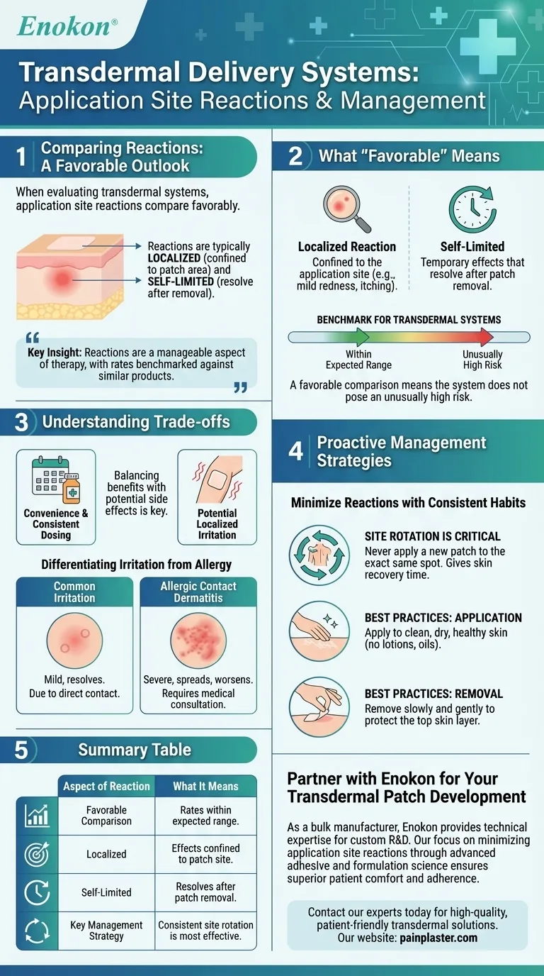 كيف يمكن مقارنة تفاعلات موقع تطبيق أنظمة التوصيل عبر الجلد بالدراسات الأخرى؟ دليل مرئي