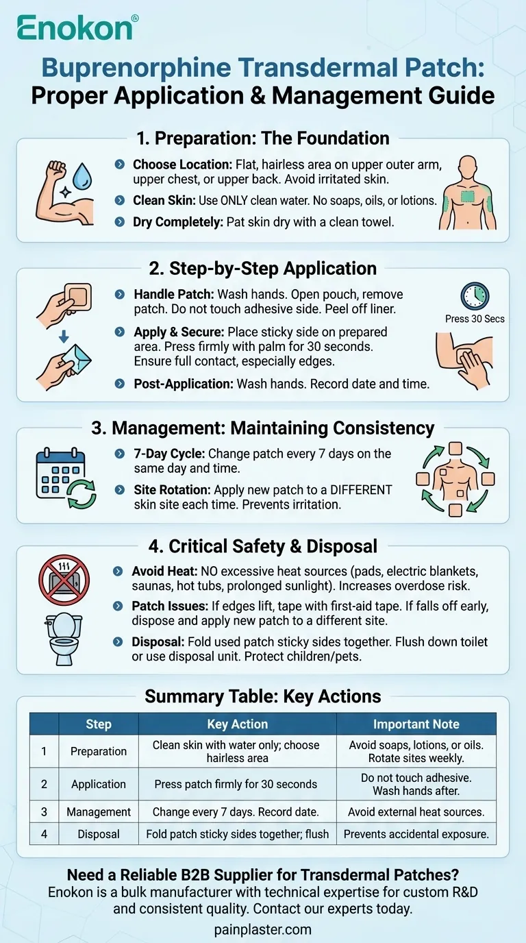 How should the buprenorphine transdermal patch be applied? A 7-Day Guide for Safe & Effective Pain Relief Visual Guide