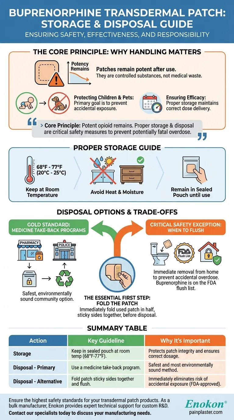 ブプレノルフィン経皮吸収パッチはどのように保管・廃棄すべきですか？必須安全性およびコンプライアンスガイド ビジュアルガイド