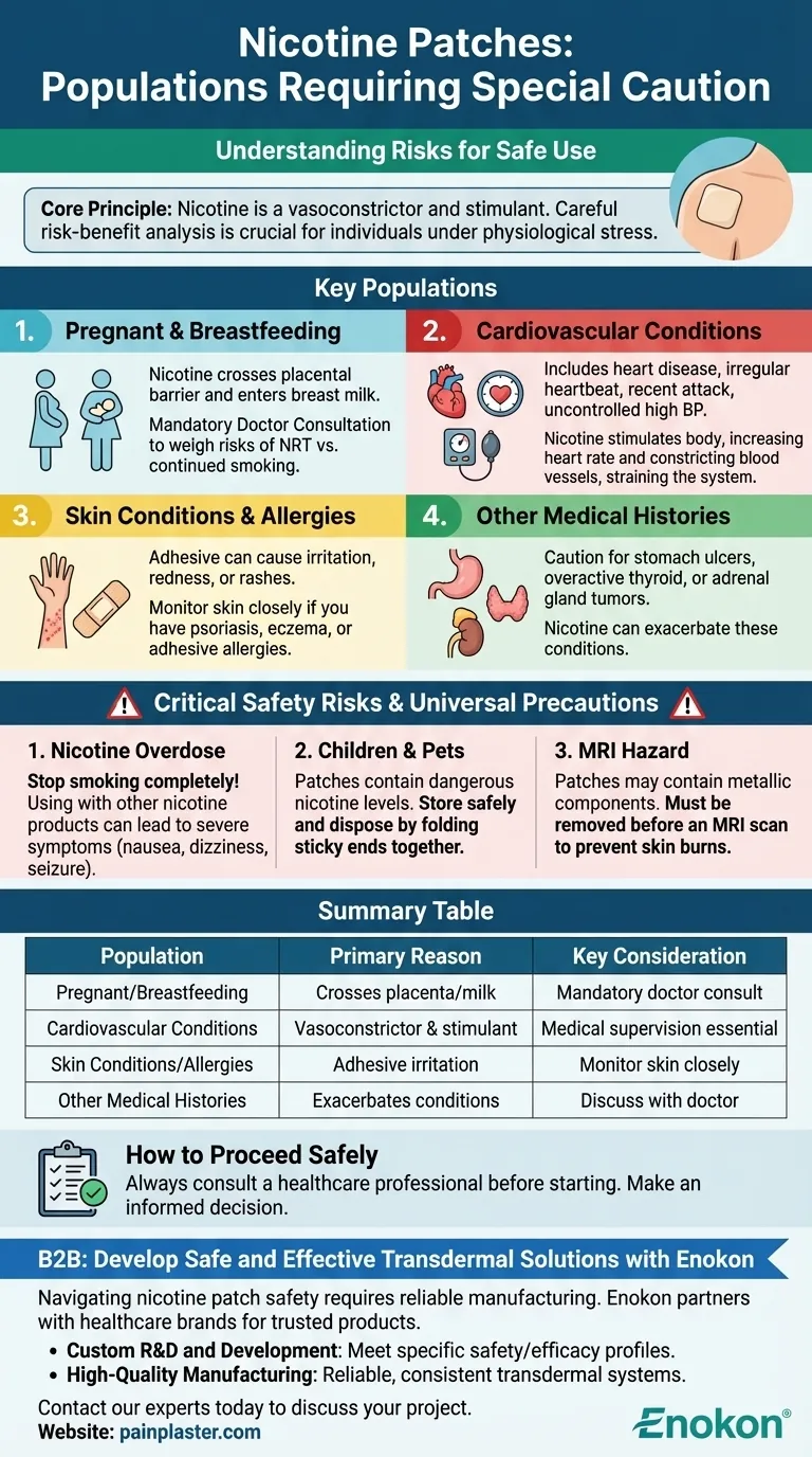 Que populações requerem especial cuidado com os adesivos de nicotina?Principais riscos e dicas de segurança Guia Visual
