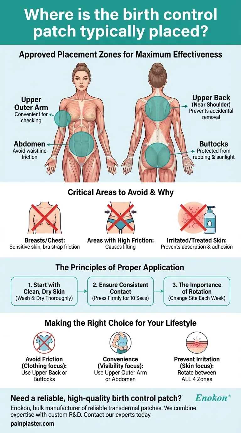 避孕贴一般贴在身体的哪个部位？最佳放置位置，发挥最大功效 图解指南
