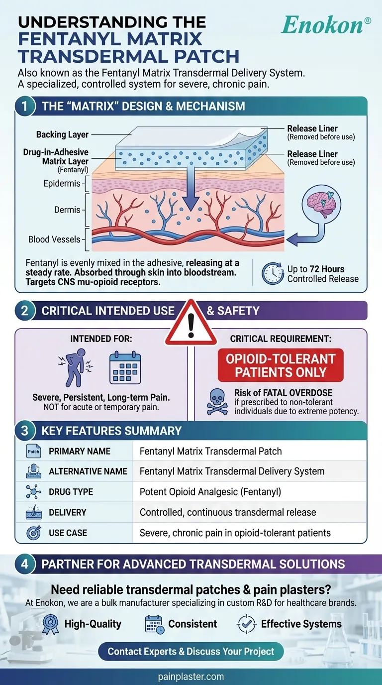 Qual è il nome del cerotto transdermico a matrice di fentanil?Comprendere il suo meccanismo di somministrazione Guida Visiva