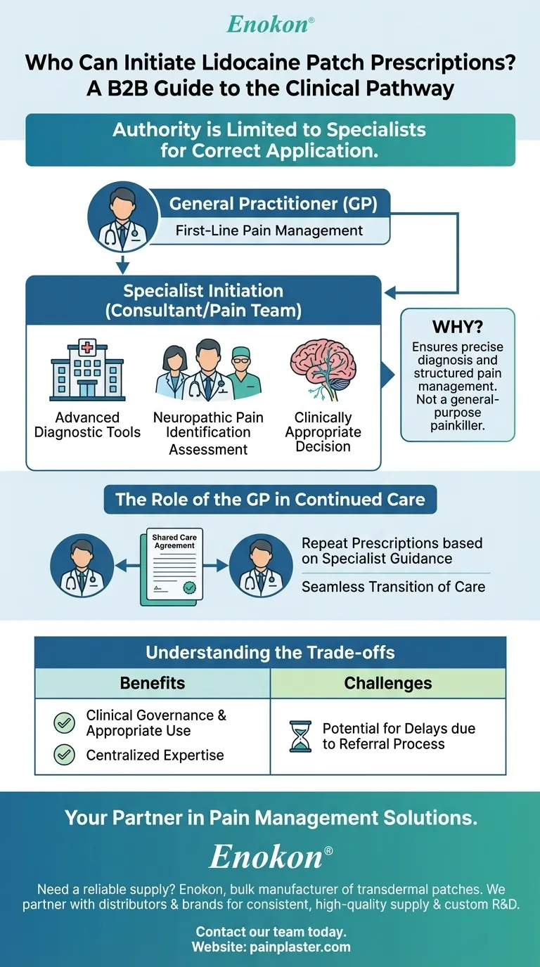 誰がリドカインパッチの処方を開始できるか？主な役割 ビジュアルガイド