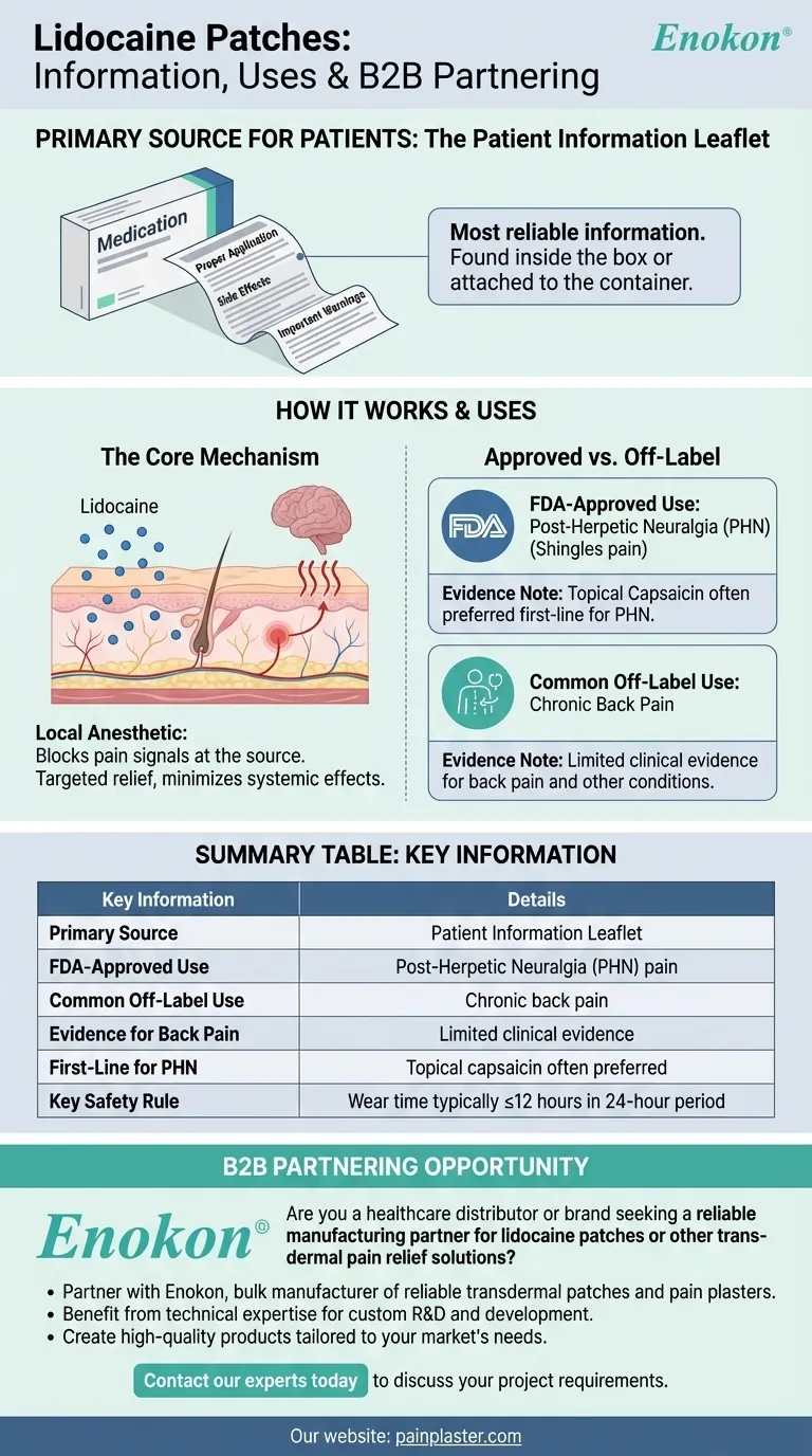 リドカインパッチに関する詳しい情報はどこで入手できますか？信頼できる情報源と使用上のヒント ビジュアルガイド