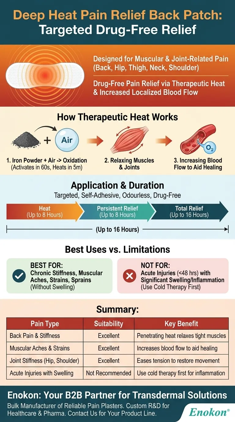 ما هي أنواع الآلام التي يمكن استخدام لاصقة تسكين آلام الظهر بالحرارة العميقة؟تخفيف الانزعاج العضلي الهيكلي بشكل طبيعي دليل مرئي