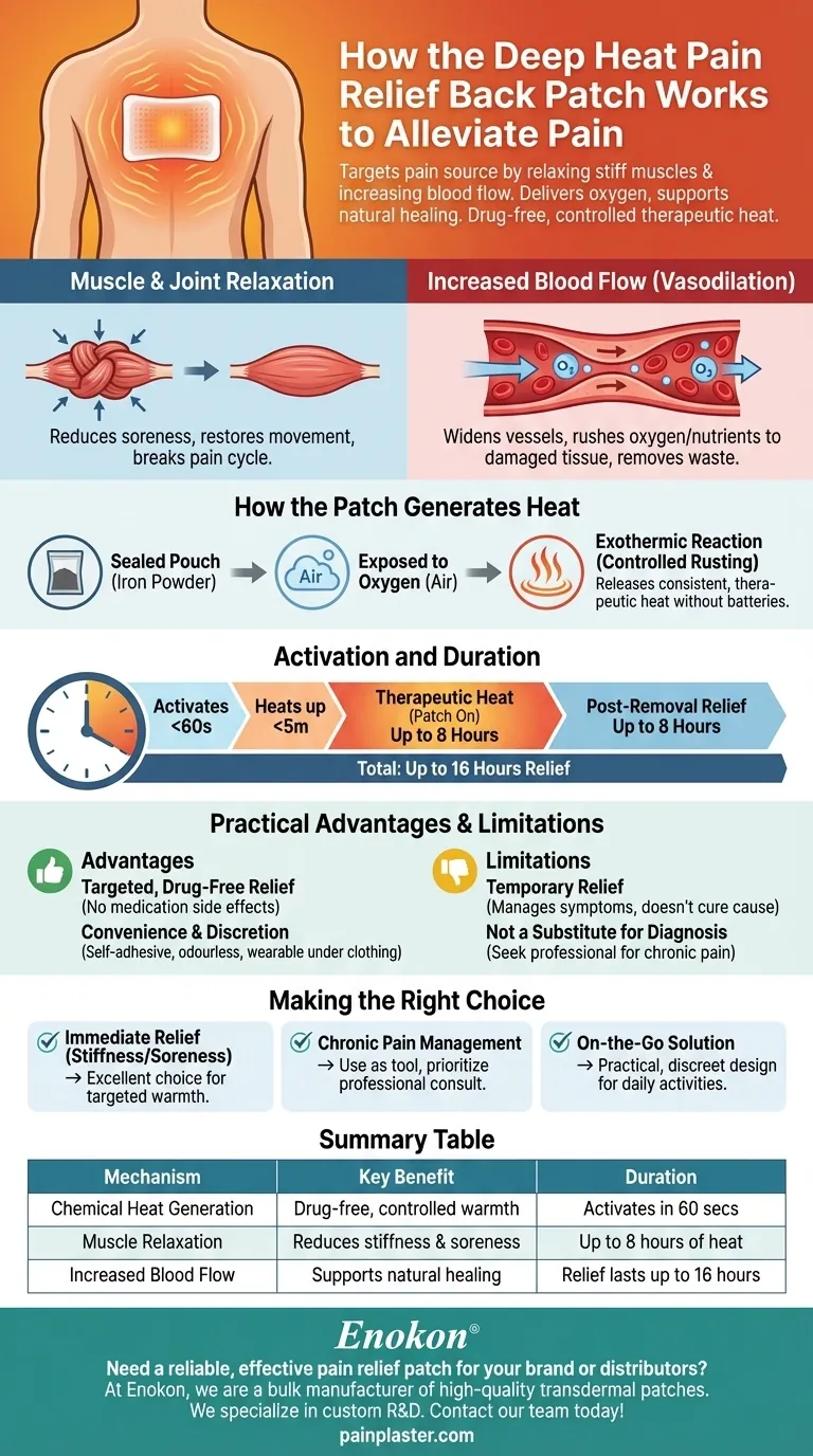 Come funziona il cerotto per la schiena Deep Heat Pain Relief?Sollievo dal dolore senza farmaci con il calore terapeutico Guida Visiva