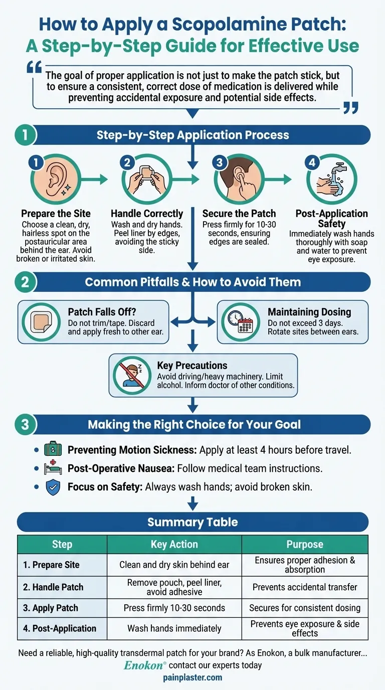 スコポラミンパッチはどのように貼るのか？安全で効果的な使用のためのステップバイステップガイド ビジュアルガイド