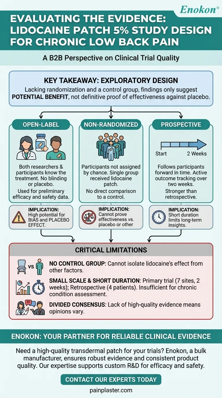 慢性腰痛に対するリドカインパッチ5％の評価には、どのような研究デザインが用いられたのですか？ ビジュアルガイド