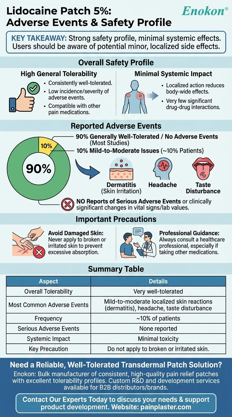 Foram registados quaisquer efeitos adversos decorrentes da utilização do adesivo de lidocaína a 5%?Informações sobre segurança Guia Visual