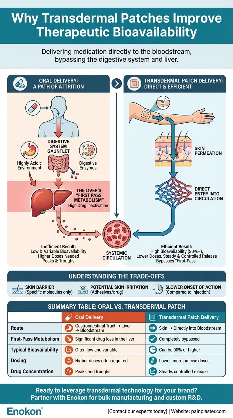 لماذا تعمل اللصقات عبر الجلد على تحسين التوافر البيولوجي العلاجي؟فتح توصيل الدواء بشكل ثابت وفعال دليل مرئي