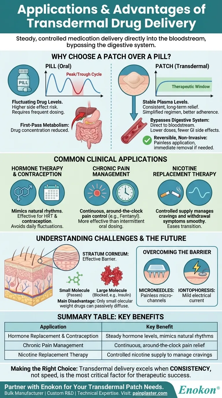 Quais são algumas das aplicações da administração transdérmica de medicamentos?Explorar soluções de tratamento não invasivas Guia Visual