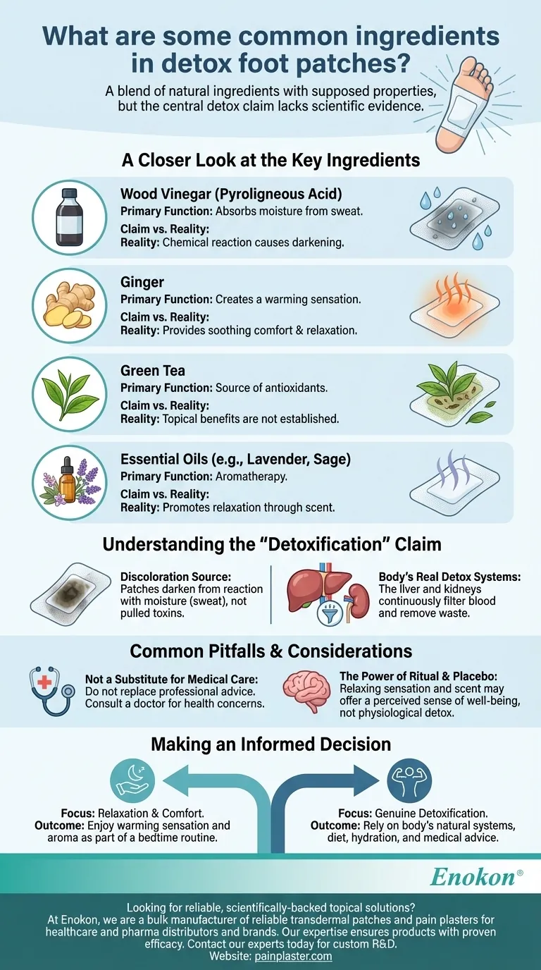 デトックスフットパッチに含まれる一般的な成分とは？リラクゼーションとデトックスのための主要成分 ビジュアルガイド