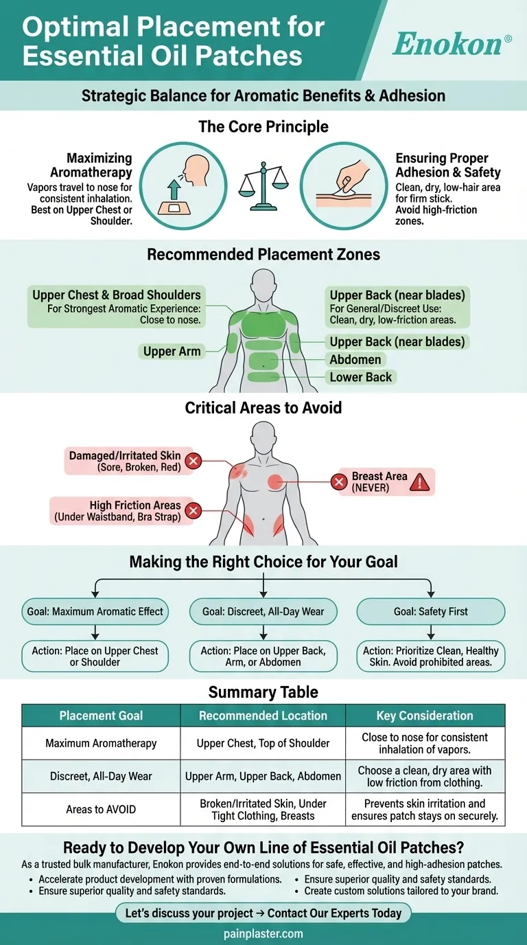 エッセンシャルオイルパッチは体のどこに貼るべきか？最大限の効果を得るための最適な配置 ビジュアルガイド
