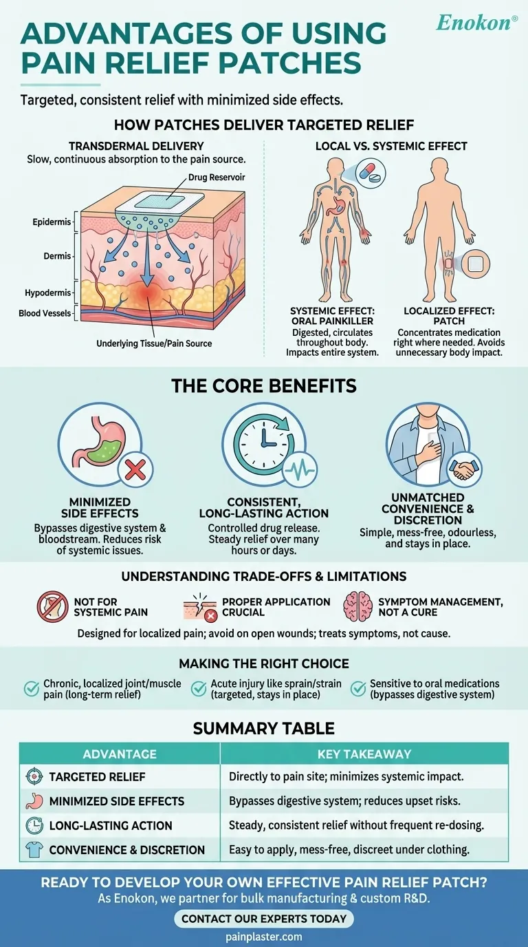 Quais são as vantagens de utilizar estes pensos para alívio da dor?Alívio direcionado e duradouro Guia Visual