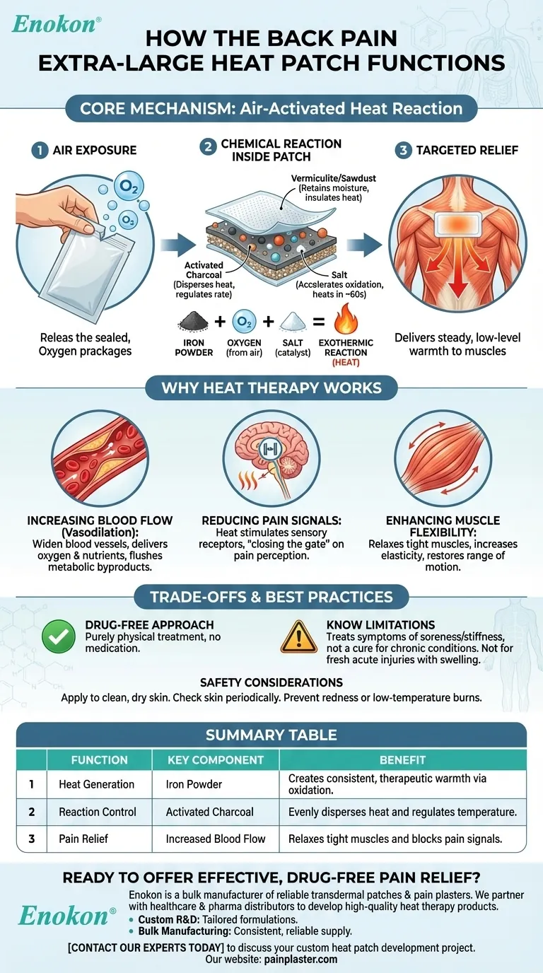腰痛用特大ヒートパッチの機能とは？深い温熱療法による持続的な緩和 ビジュアルガイド