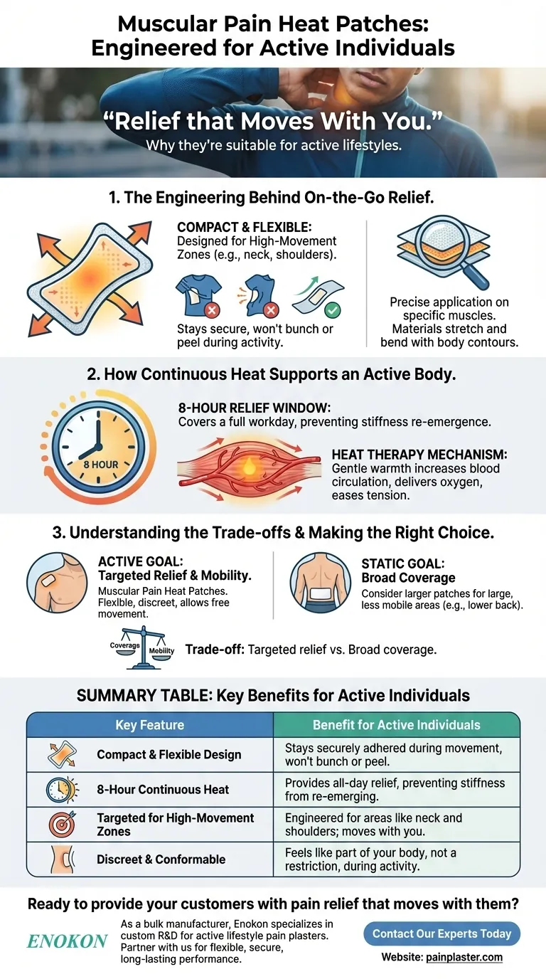 What makes Muscular Pain Heat Patches suitable for active individuals? Uninterrupted Relief for an On-the-Go Lifestyle Visual Guide