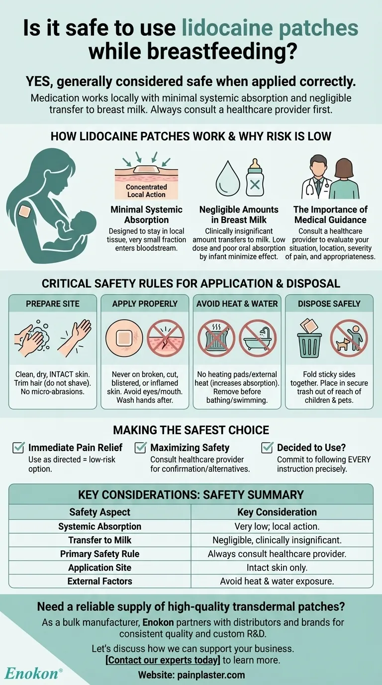 Безопасно ли использовать лидокаиновые пластыри во время грудного вскармливания?Основные сведения о безопасности для кормящих матерей Визуальное руководство
