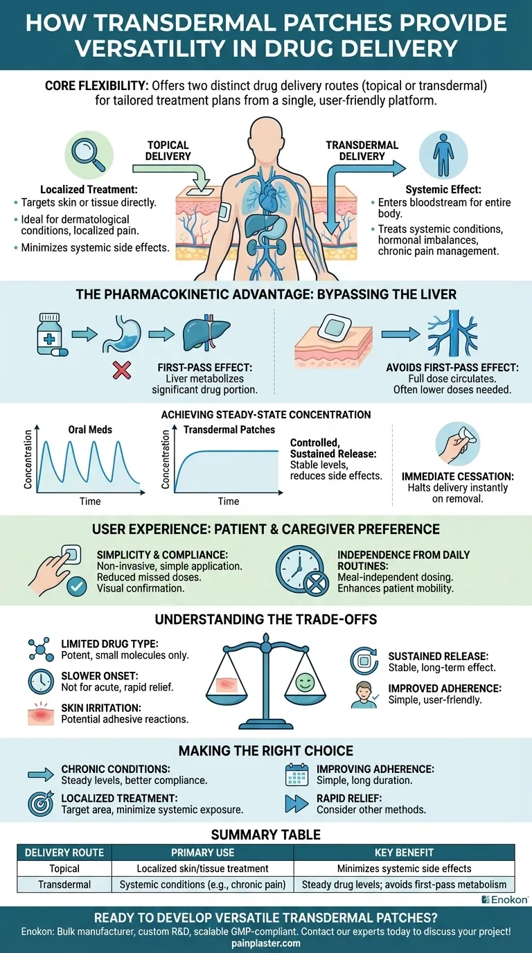 How do transdermal patches provide versatility in drug delivery? Unlock Targeted, Sustained Release for Better Patient Outcomes Visual Guide