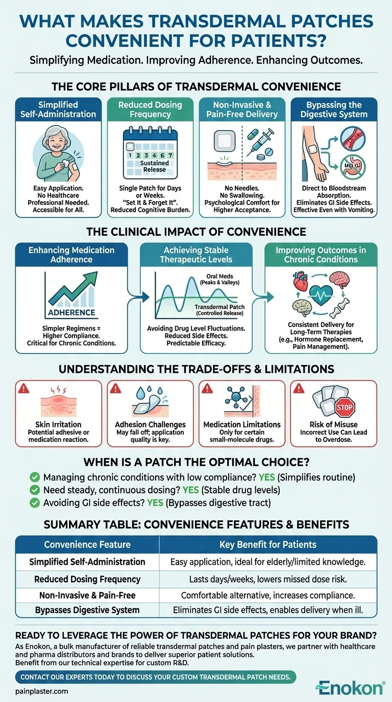 O que torna os adesivos transdérmicos convenientes para os doentes?A ciência por detrás da medicação sem esforço Guia Visual
