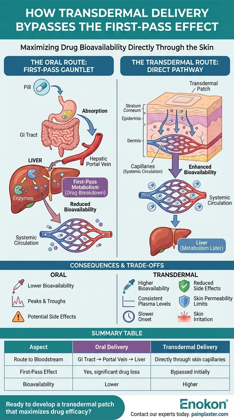 Как трансдермальная доставка позволяет обойти эффект первого прохождения?Оптимизация биодоступности лекарств с помощью пластырей Визуальное руководство
