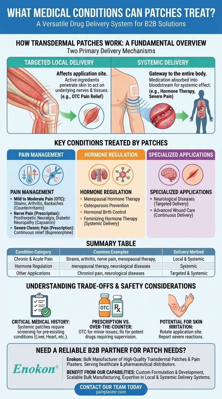 Que condições médicas podem ser tratadas com adesivos?Explore as soluções transdérmicas versáteis Guia Visual