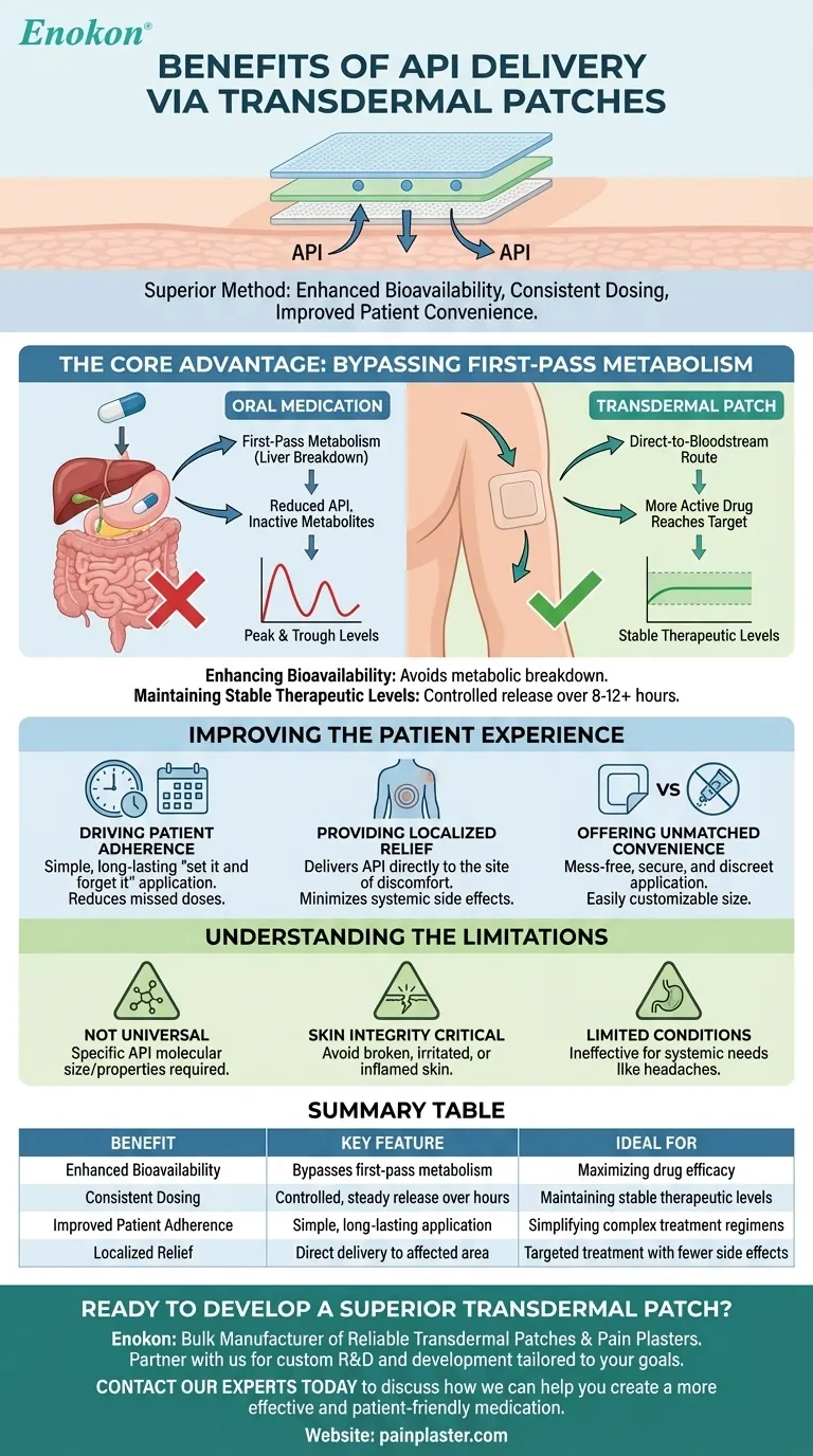 ما هي الفوائد الإجمالية لتوصيل واجهة برمجة التطبيقات API عبر اللصقات؟إطلاق فعالية العلاج المعززة وراحة المريض دليل مرئي