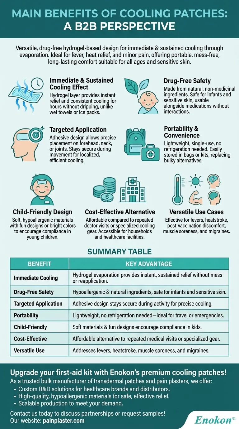 What are the main benefits of using cooling patches? Drug-Free Relief for All Ages Visual Guide