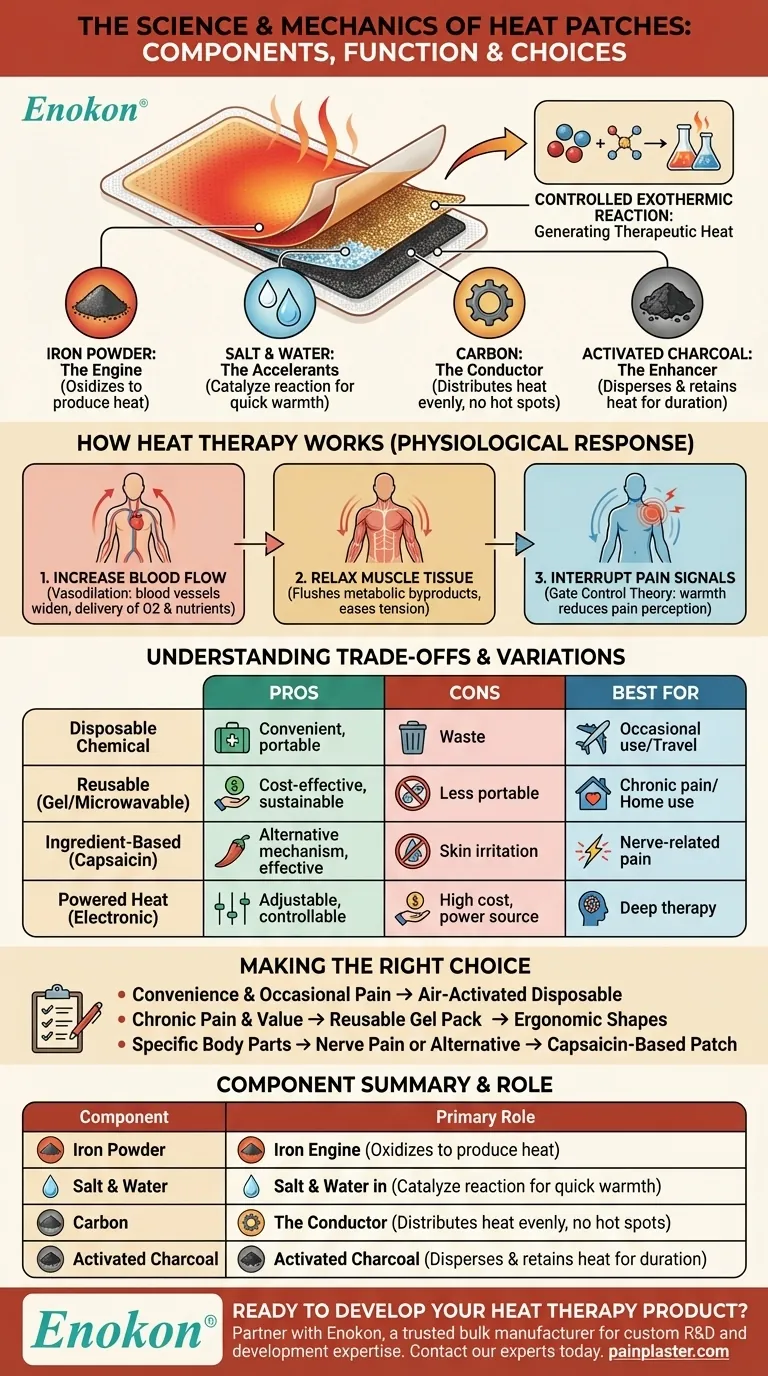 ما هي المكونات الرئيسية للرقع الحرارية وأدوارها ؟العناصر الأساسية لتخفيف الآلام بفعالية دليل مرئي
