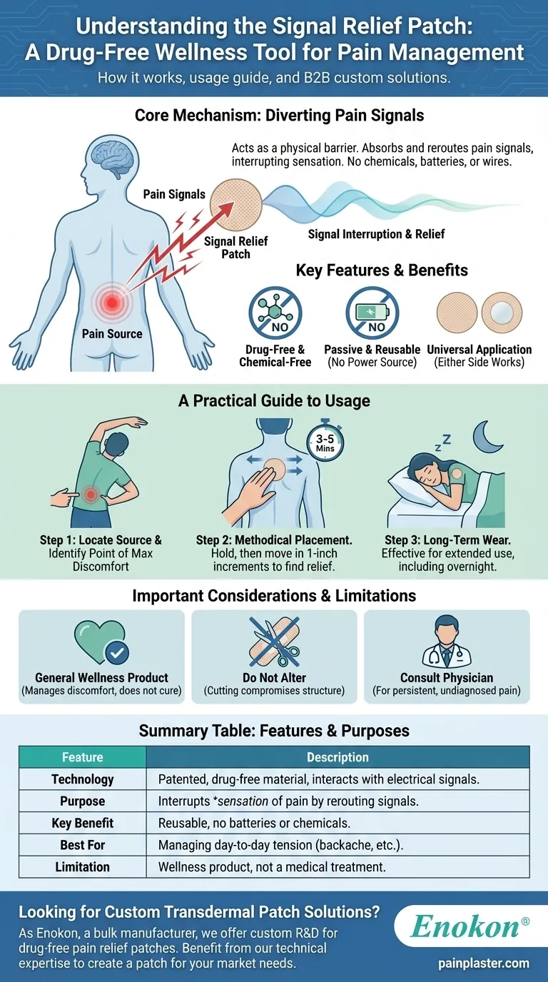 Что такое пластырь Signal Relief и каково его назначение?Безлекарственное решение проблемы дискомфорта в спине и плечах Визуальное руководство