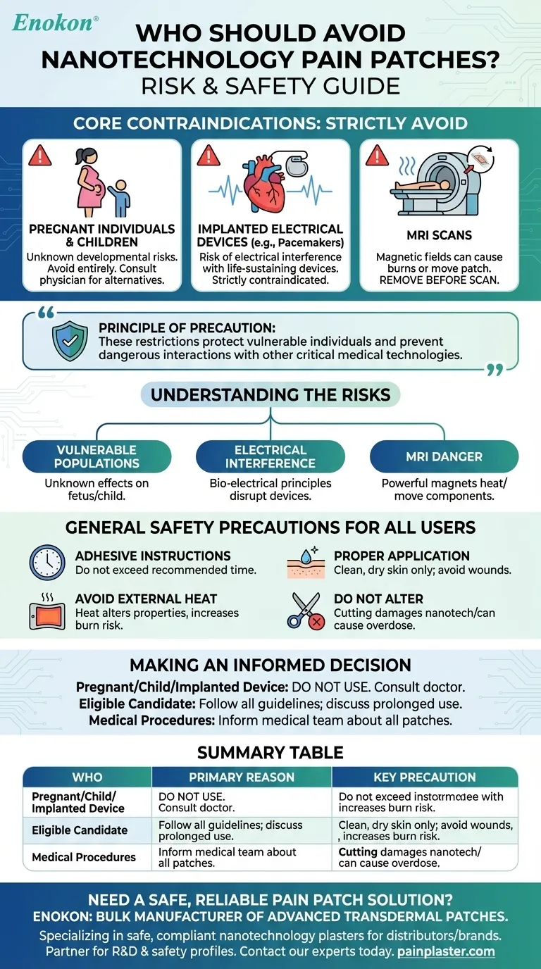 Who should avoid using nanotechnology pain patches? Critical Safety Guide for Vulnerable Groups Visual Guide