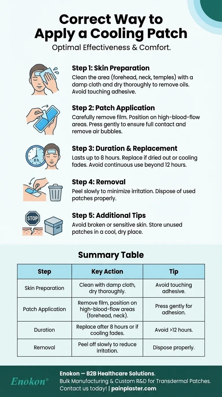 What is the correct way to apply a cooling patch? Maximize Comfort & Effectiveness Visual Guide