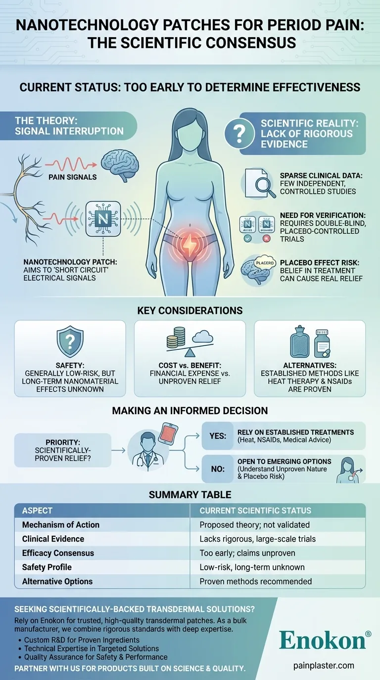生理痛用ナノテクノロジーパッチに関する現在の科学的コンセンサスとは？エビデンスを探る ビジュアルガイド