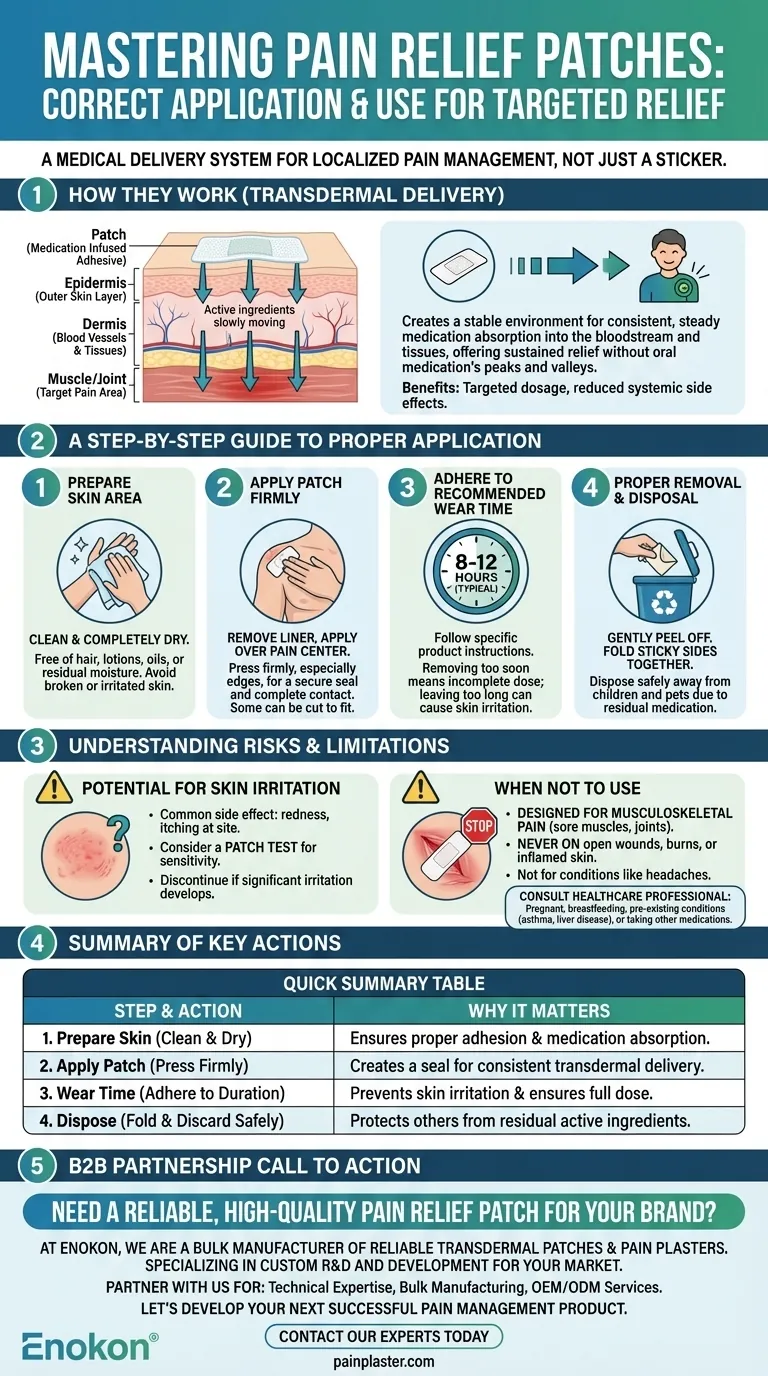 كيف يجب وضع لاصقات تخفيف الآلام واستخدامها؟تحقيق أقصى قدر من الراحة والأمان باستخدام التقنيات المناسبة دليل مرئي