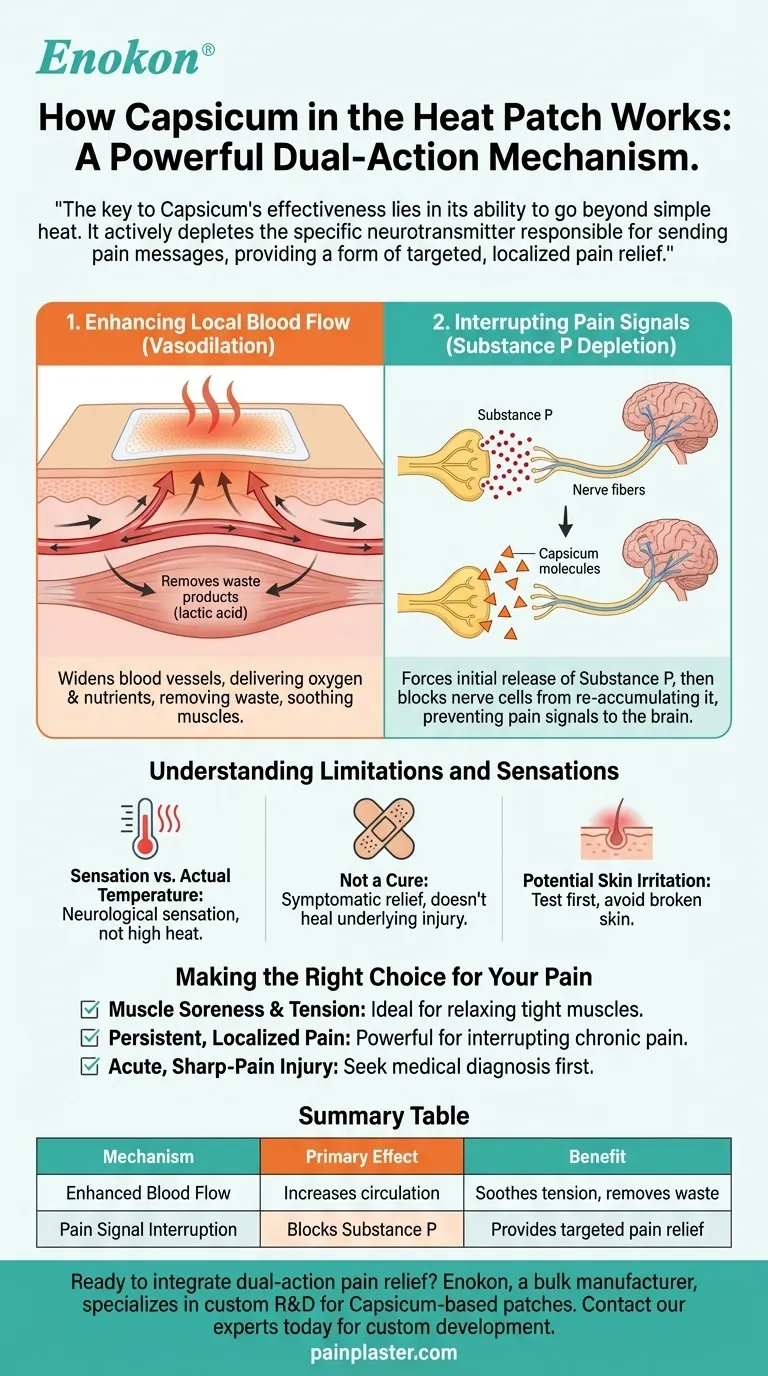 ¿Cómo funciona el ingrediente activo Capsicum en el Parche Térmico?| Explicación del alivio natural del dolor Guía Visual