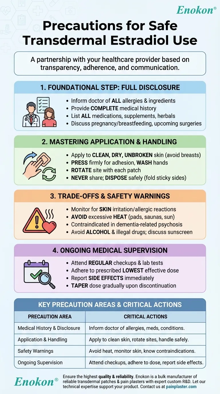¿Qué precauciones deben tomarse antes de utilizar estradiol transdérmico?Garantizar una terapia hormonal segura y eficaz Guía Visual