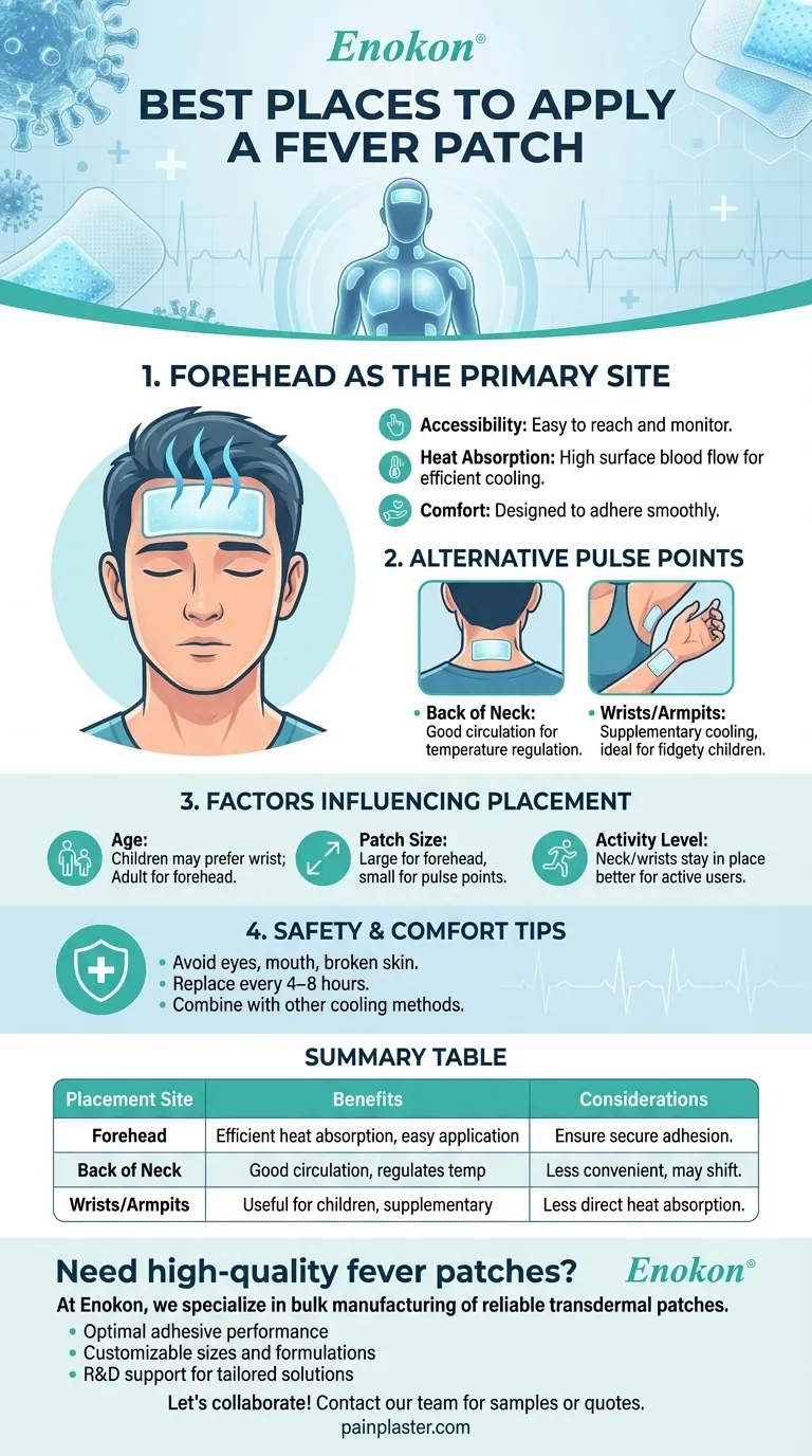 أين هو أفضل مكان لوضع لاصقة الحمى؟تحسين التبريد للتخفيف السريع دليل مرئي