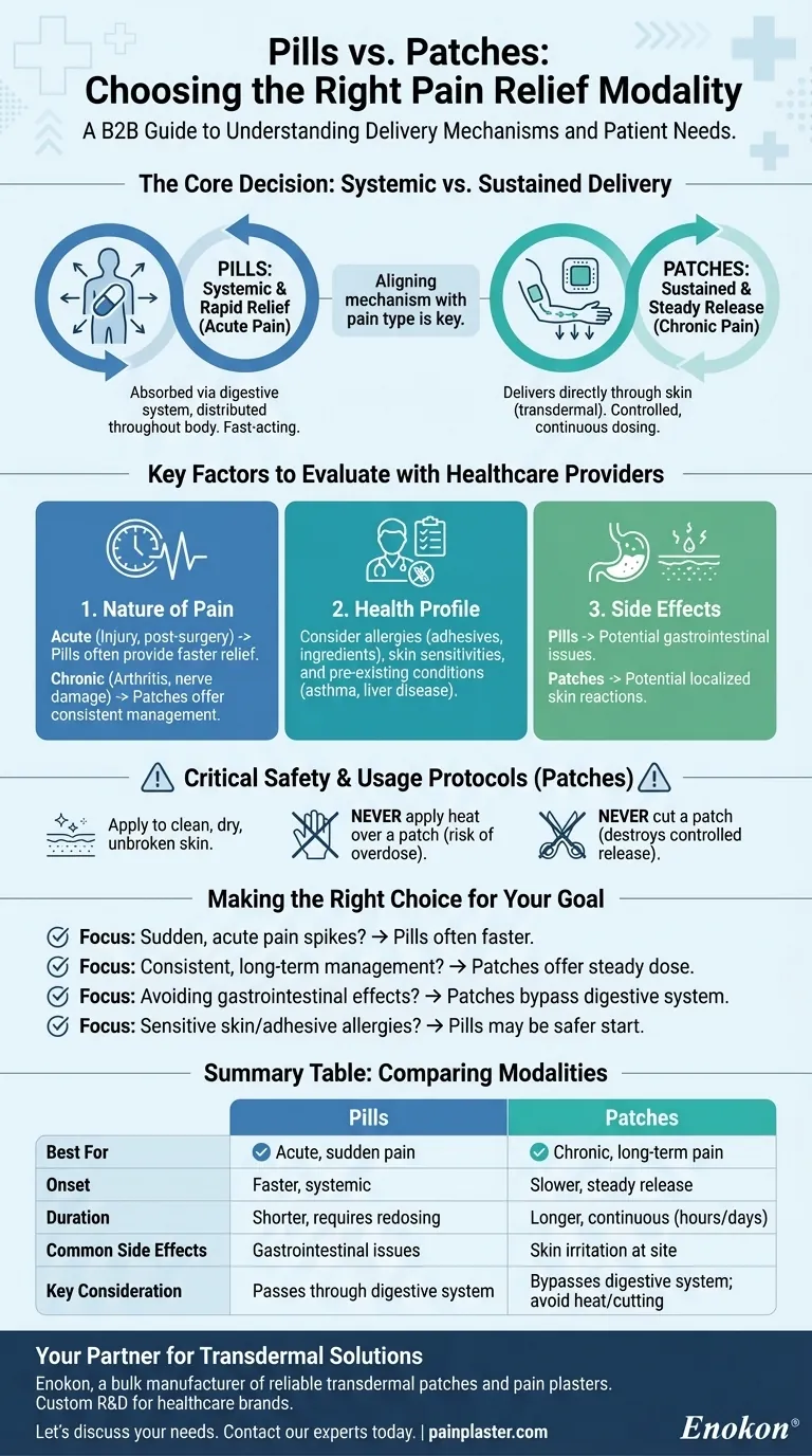 在选择药片还是贴片来缓解疼痛时，应该考虑哪些因素？ 图解指南