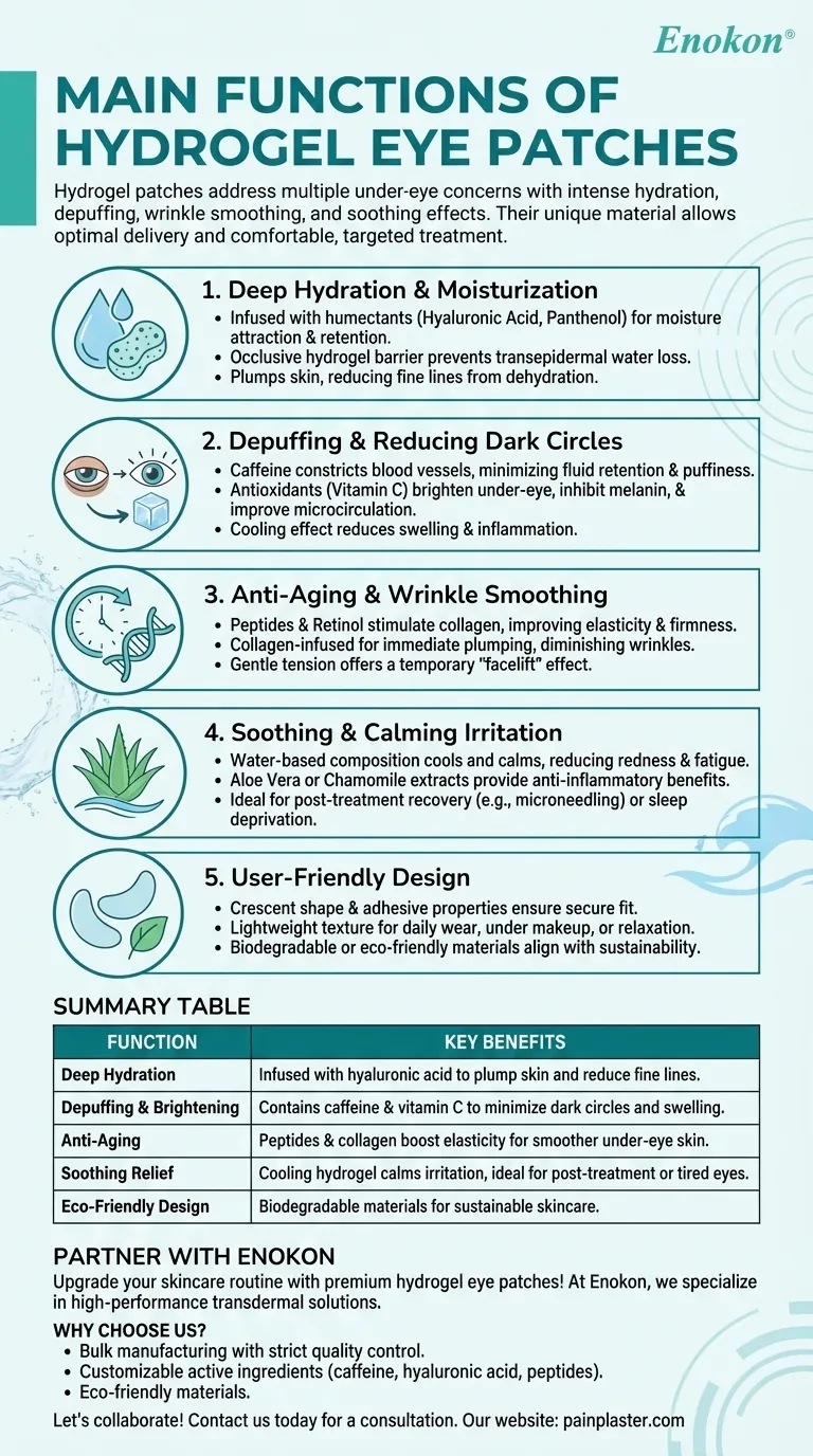 Quais são as principais funções dos pensos de hidrogel para os olhos?Revitalizar e hidratar a zona debaixo dos olhos Guia Visual