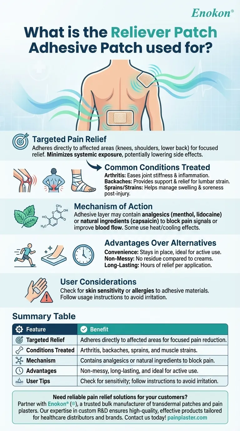 リリーバーパッチ貼付剤は何に使用されますか？関節や筋肉の不快感を和らげます。 ビジュアルガイド