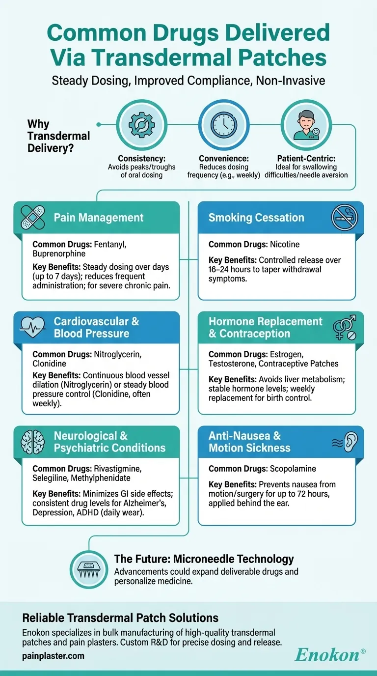 通过透皮贴剂给药的常见药物有哪些？了解主要药物和益处 图解指南